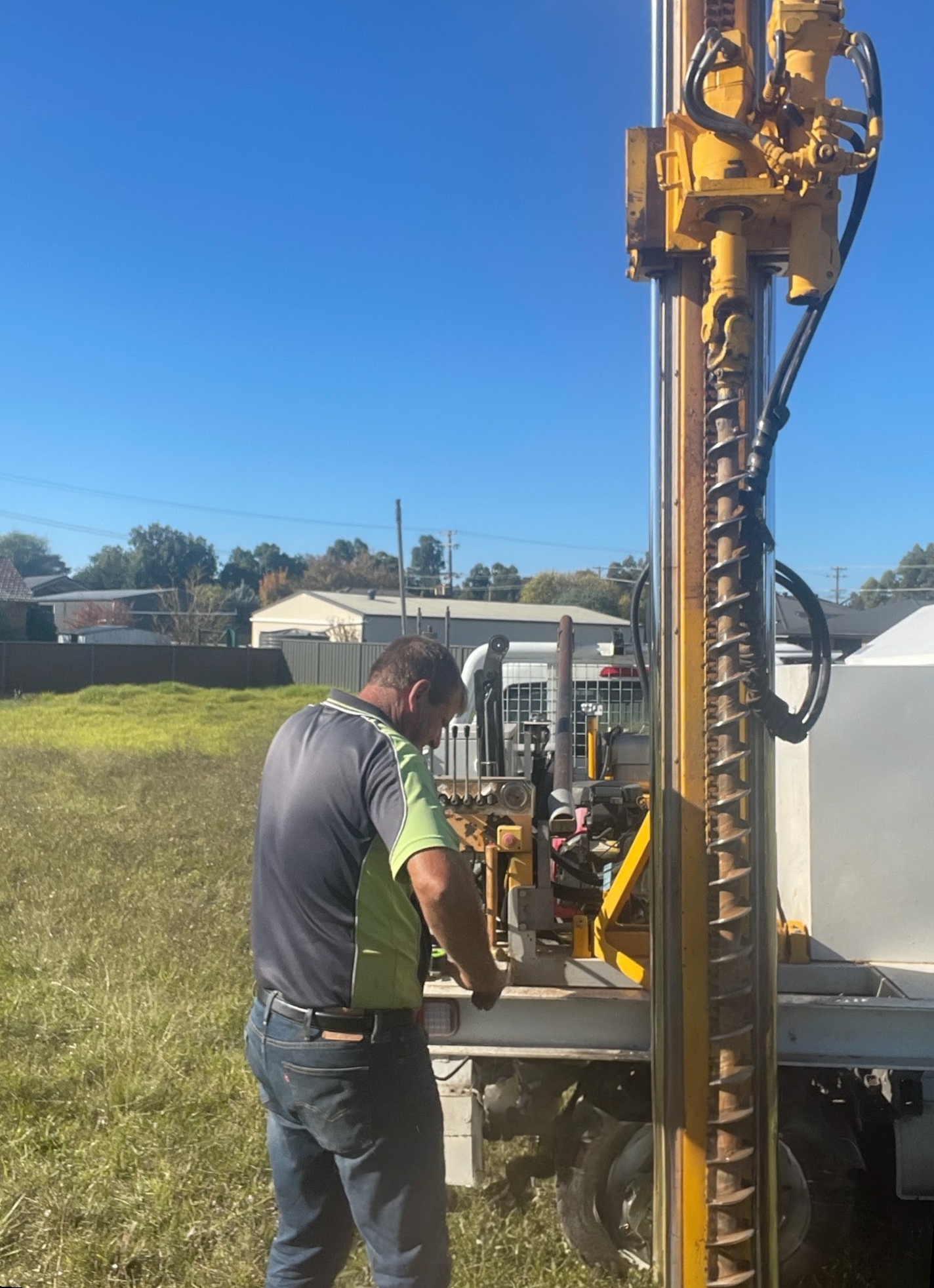 Geotechnical drilling rig performing bore logging